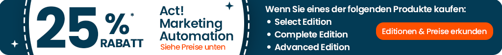 25% rabatt Act! marketing automation sales banner 2023 - DE pricing