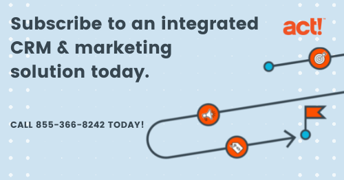 blue call out box that says "Subscribe to an integrated CRM & marketing automation solution today. Call 855 366 8242 today"