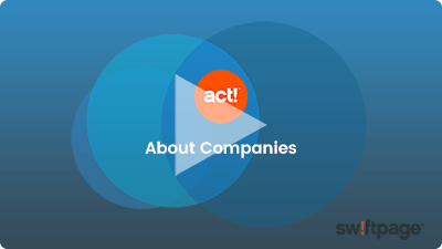 video thumbnail for the about companies video with a blue background and orange act! CRM logo