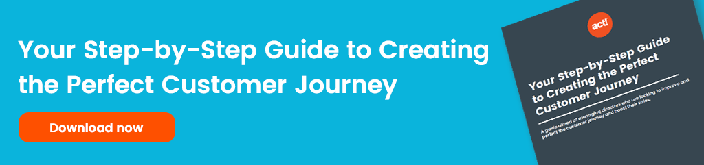 blue banner that reads "your step-by-step guide to creating the perfect customer journey" and an orange download now button