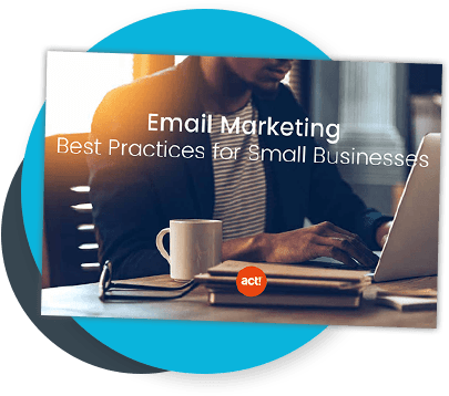 cover mockup for email marketing best practices for small businesses with photo of a person working at a laptop with coffee
