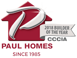 paul homes logo with text that read since 1985, 2018 home builder of the year