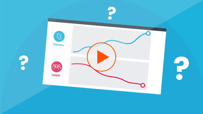 what is a landing page video thumbnail with question marks and a cartoon landing page