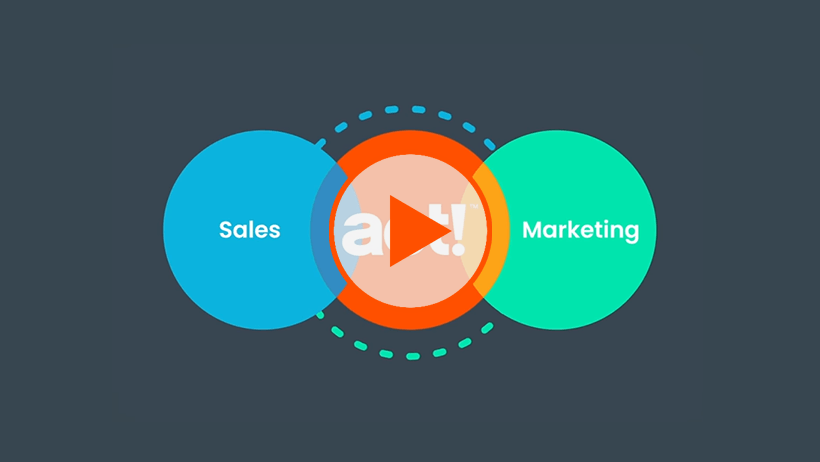 Blue sales circle, Act! orange logo, and green marketing bubble