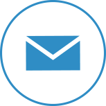 mail envelope in a blue circle