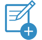 icon of pencil wiritng on paper and a plus symbol