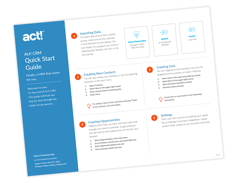 cover of the act! CRM quick start guide