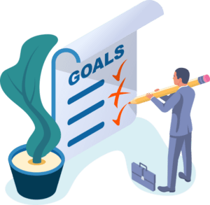 an illustration of a person listing goals