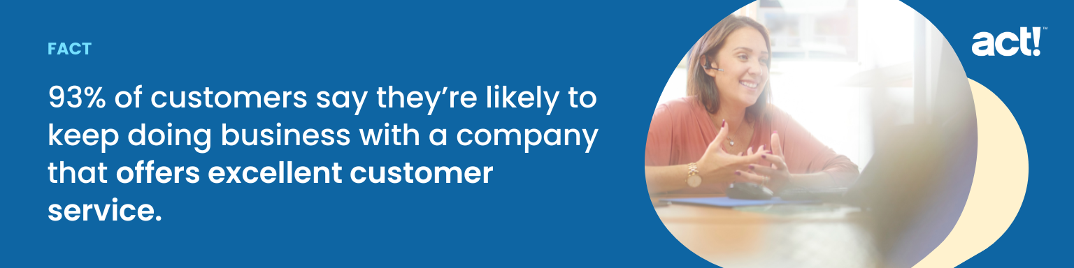 93 percent of customers say they’re likely to keep doing business with a company that offers excellent customer service. 