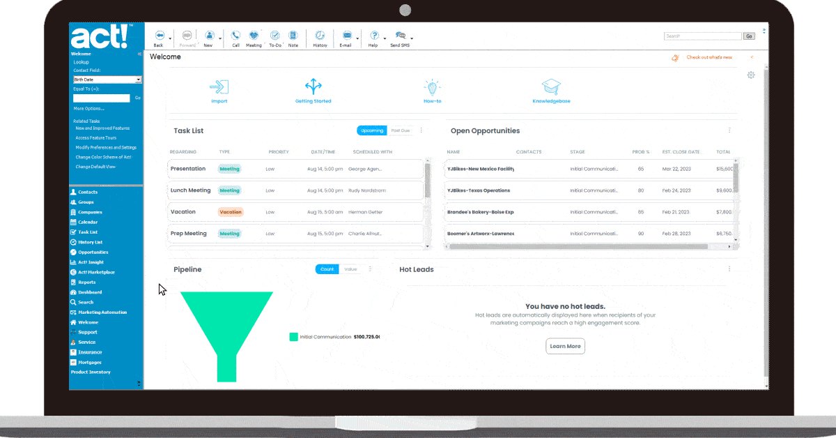 Manage Detailed Business Data Directly in Act!