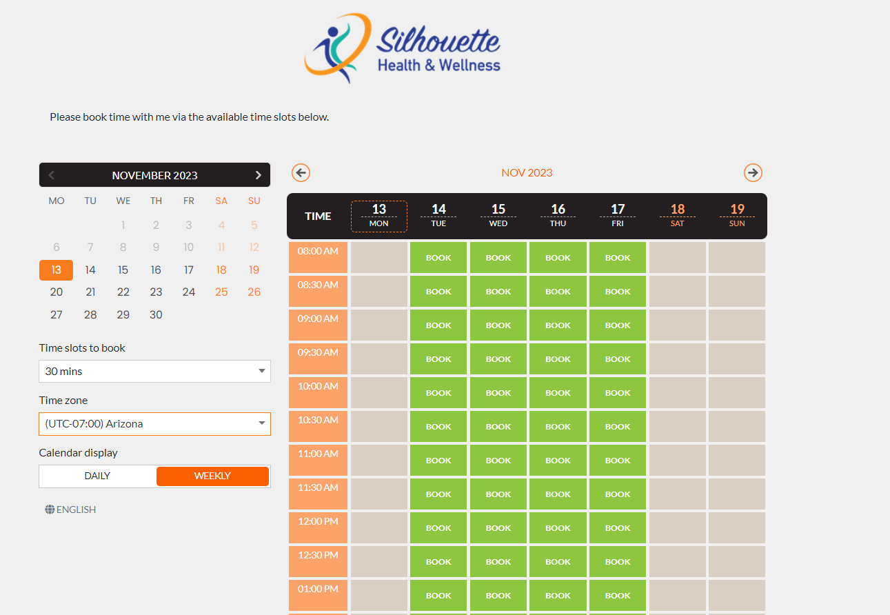 screenshots of Self-service calendar bookin
