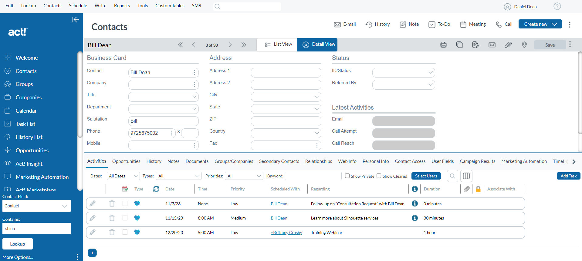 screenshot of bookings becoming contacts