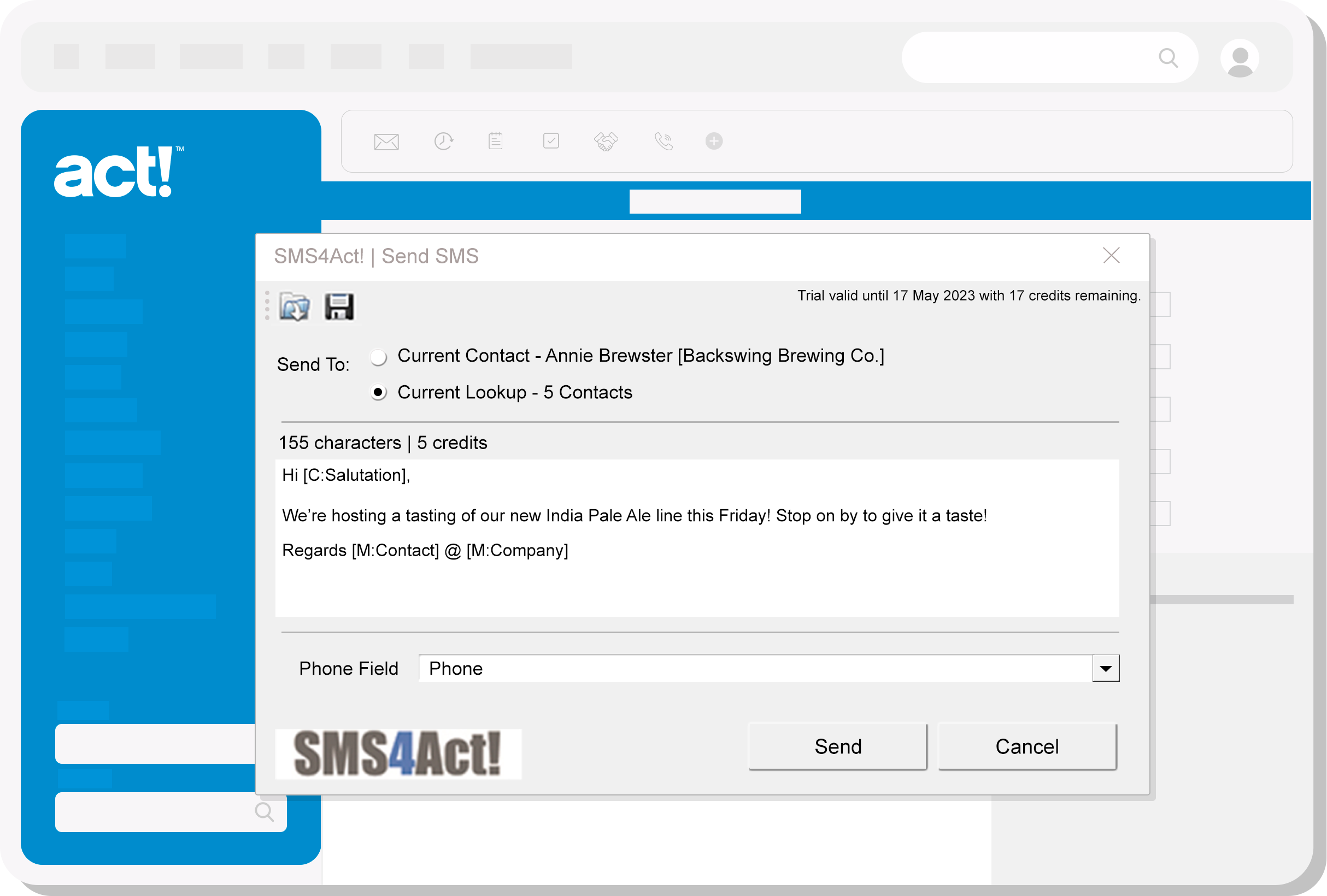 SMS4Act! styized screen editor screenshot.