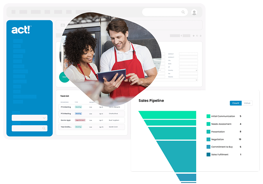 Sales pipeline landing page for Act