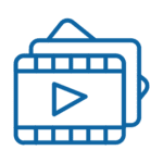Video training library icon navy blue