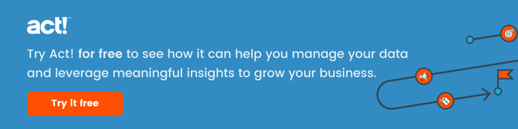 A callout that says, "Try Act! for free to see how it can help you manage your data and leverage meaningful insights to grow your business."