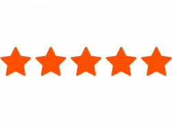 5 Stars 5 stars in a row depicting a positive customer review