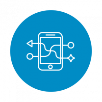 vp_connections icon of a mobile phone with various nodes coming out of it
