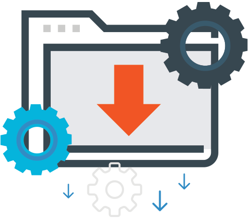 icon of a file downloading with gears