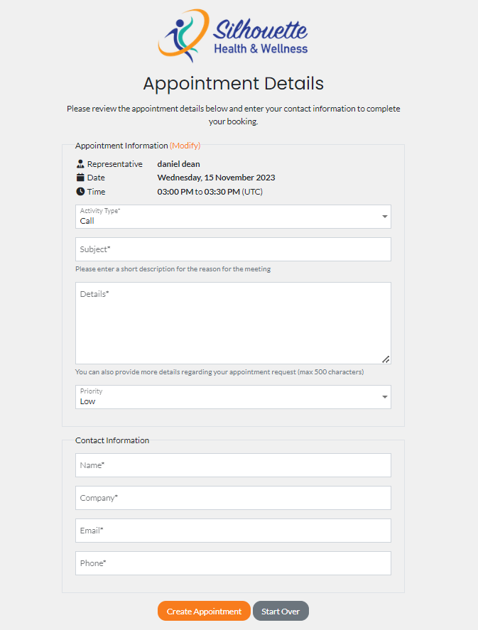 Self-service appointment booking via Linktivity