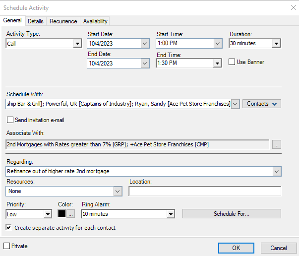 Schedule and assign activities for a Custom Tables group