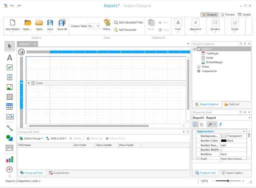 report designer screenshot