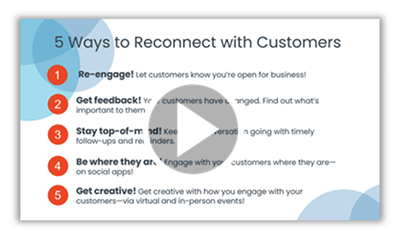Video thumbnail for video that is about five ways to reconnect with customers