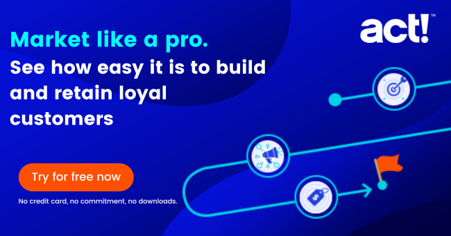 CTA call out box that says, "Market like a pro" and links to an Act! trial