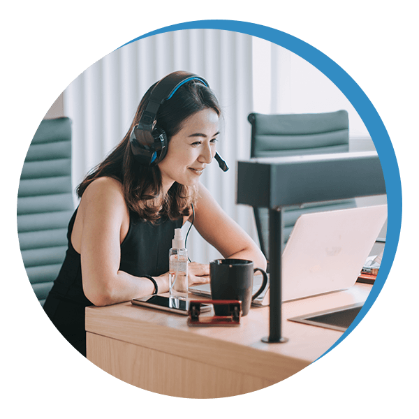 a woman sitting and having a business call