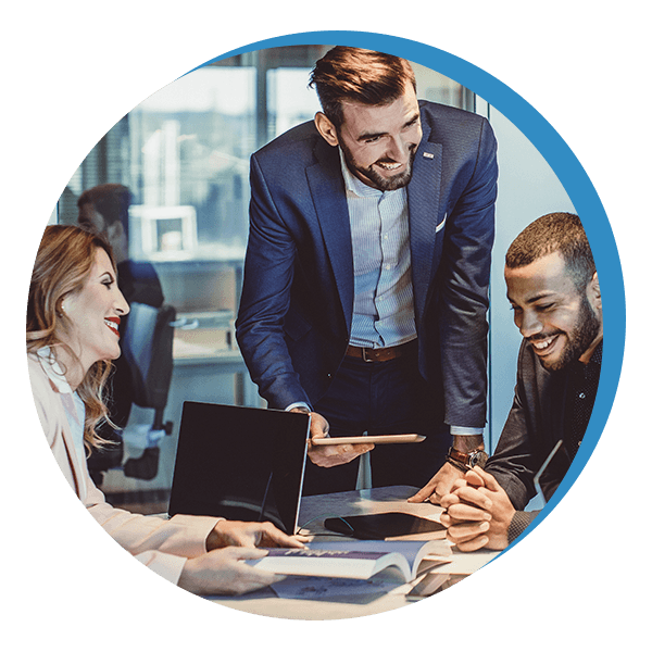 A group of people in a business table