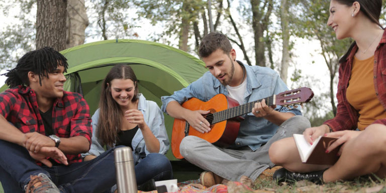 A group of people camping