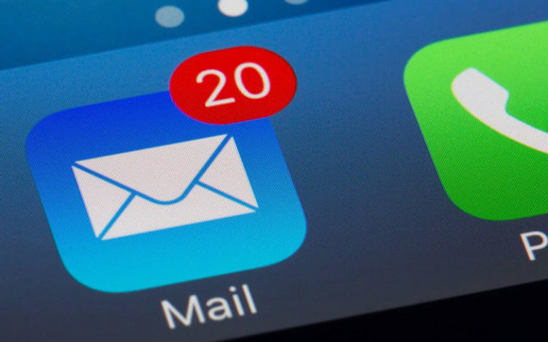 close up of the mail icon from the ios systems