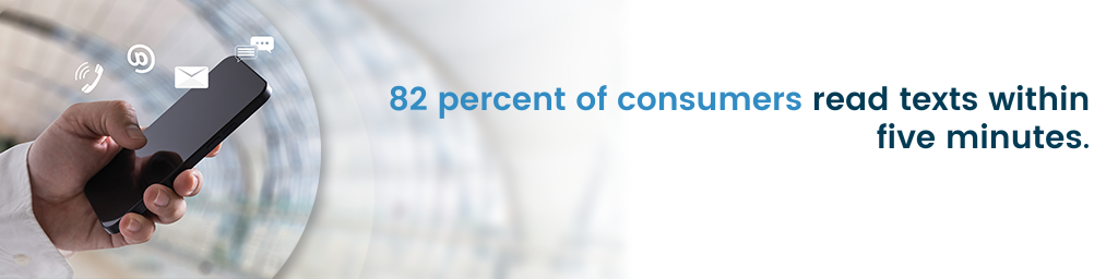 a callout that says, "82 percent of consumers read texts within five minutes"
