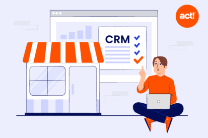 illustration of person reviewing a crm checklist to see how it helps small businesses