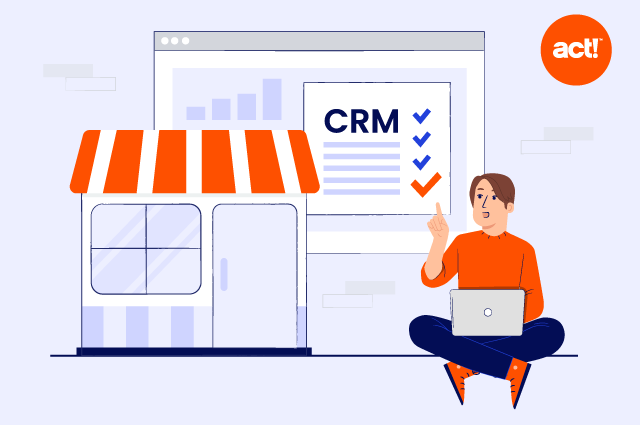 illustration of person reviewing a crm checklist to see how it helps small businesses