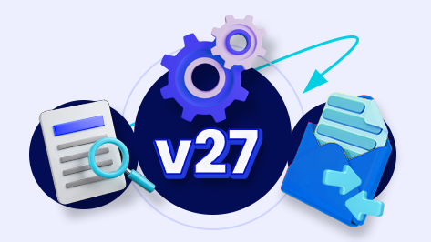 An illustration with a circle and v27 in the middle depicting version 27