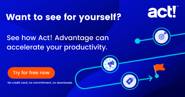 CTA - see how Act! can accelerate your productivity- points to free trial