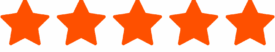 5 stars in a row depicting a positive customer review
