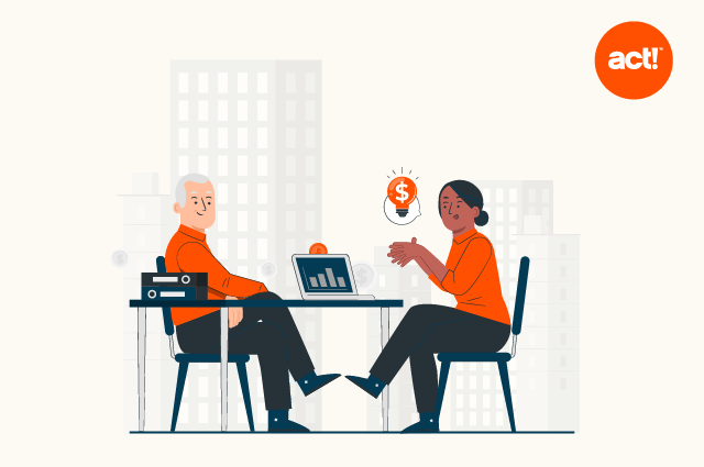 illustration of two poeple sitting and talking at a table