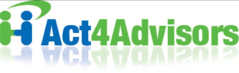 Act4Advisors logo, color text is blue and green