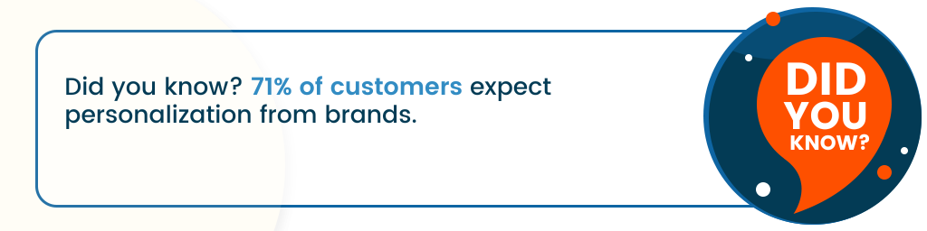a callout that says, "Did you know? 71% of customers expect personalization from brands."