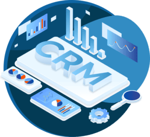 An illustration of a 3 d graph with CRM in the middle