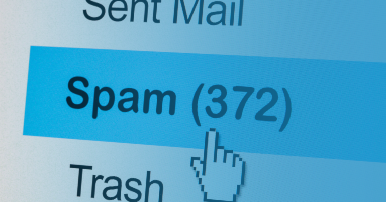 close up of the spam email inbox with 372 notifications