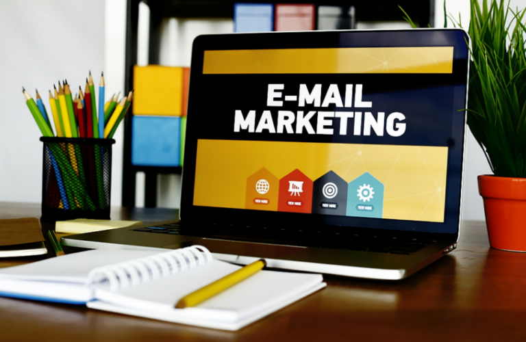 Email marketing on a laptop 