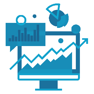 analytics icon with computer and chart