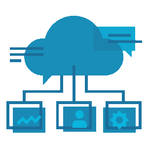 icon of a message cloud with various categories