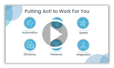 Video thumbnail that reads putting act! to work for you with multiple small, blue icons